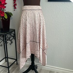 NWOT Donna Karan NY Pink Black Polka Dot Asymmetrical Handkerchief Skirt 6